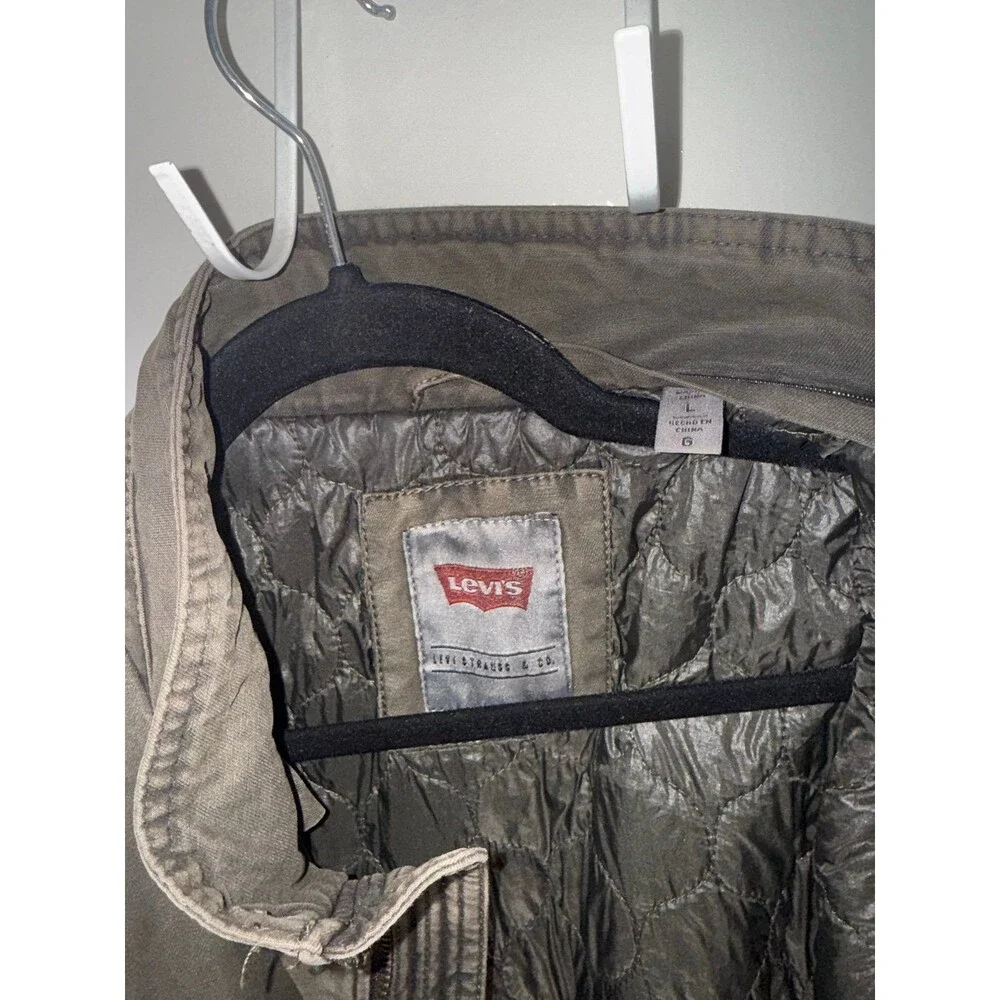 Rare Levis Mens Olive Green Quilted Military Field Utility Bomber jacket